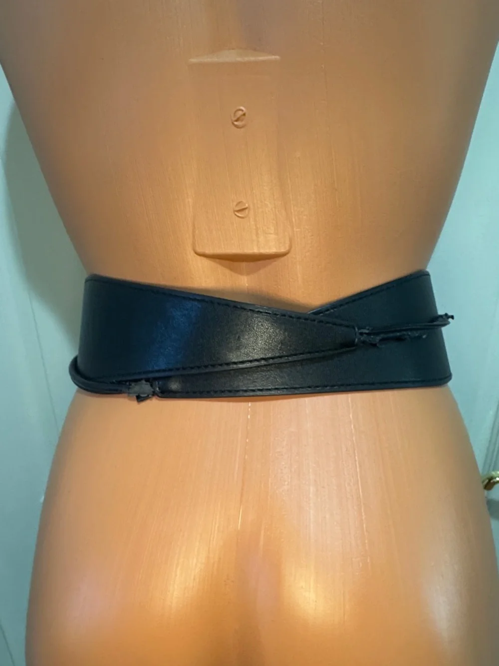 WHBM Black Vegan Leather OBI Wrap Belt OSFA Adjustable $75 FAIR KL